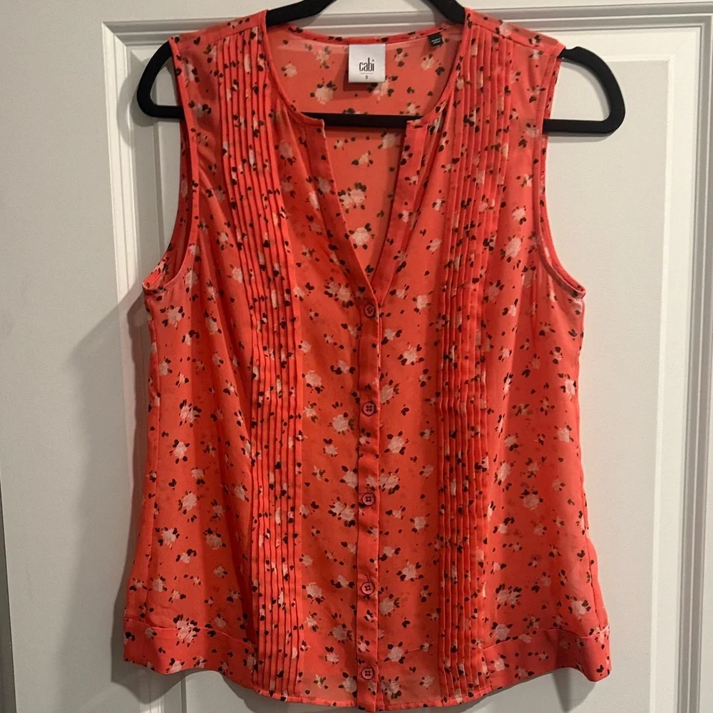 Lot of 4 CAbi Women's Blouses - Orange , Blue, Black, White Floral Set - Picture 8 of 9